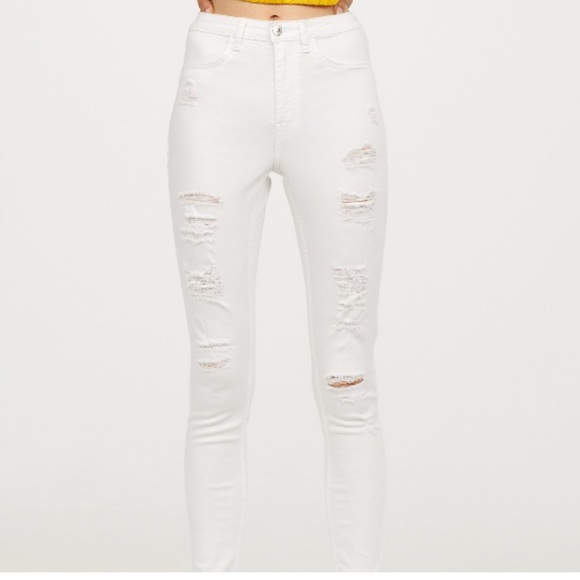 H&M Denim - White distressed jeans